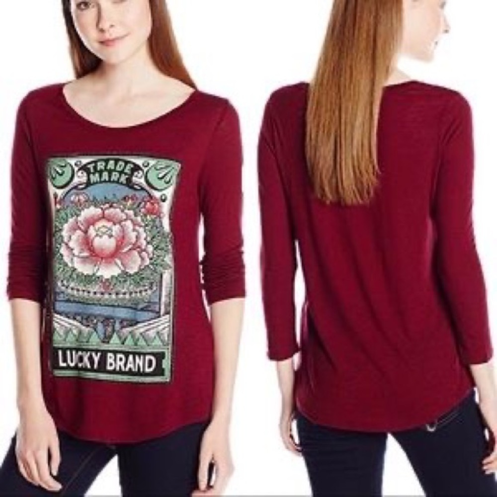 Lucky Brand Trade Mark Floral T Shirt Size XS